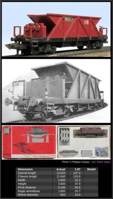 la version initialement produite par Jouef et, en dessous, photo du wagon réel