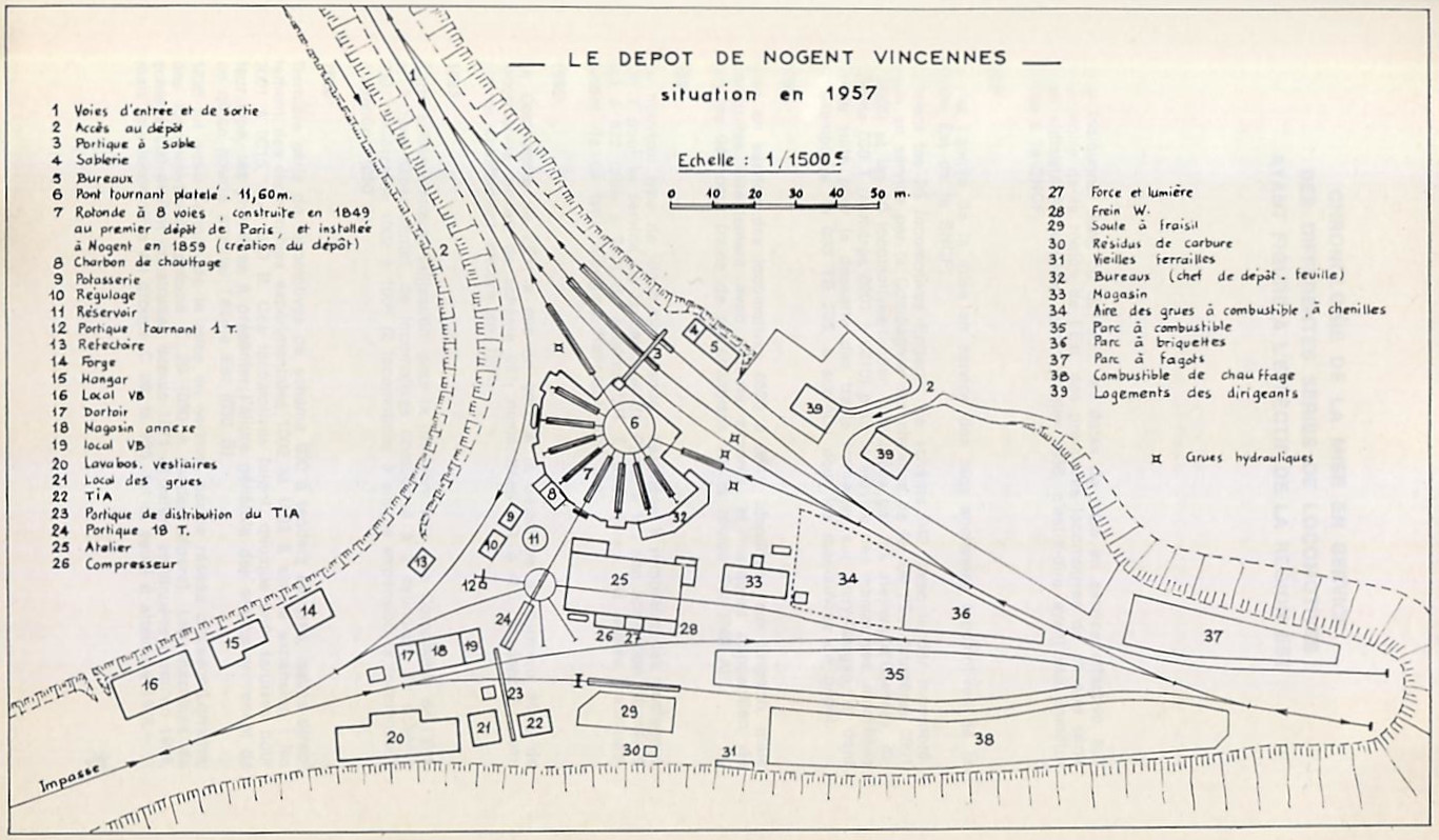 plan du dépôt de Nogent-Vincennes, état de 1957 plan du dépôt de Nogent-Vincennes, état de 1957
