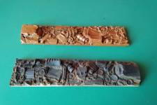 mise en peinture du chargement : après couche d'apprêt à l'avant, couche définitive à l'arrière mise en peinture du chargement : après couche d'apprêt à l'avant, couche définitive à l'arrière