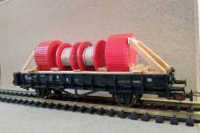 wagon terminé, chargement de tourets de câbles wagon terminé, chargement de tourets de câbles